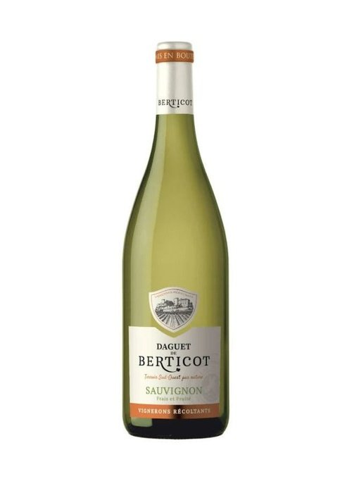 Daguet De Berticot Sauvignon white wine bottle with shield emblem and orange foil