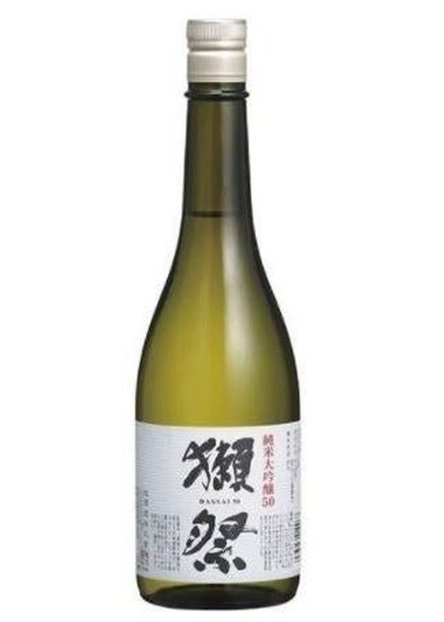 Dassai 45 Junmai Daiginjo sake bottle with white label and Japanese kanji