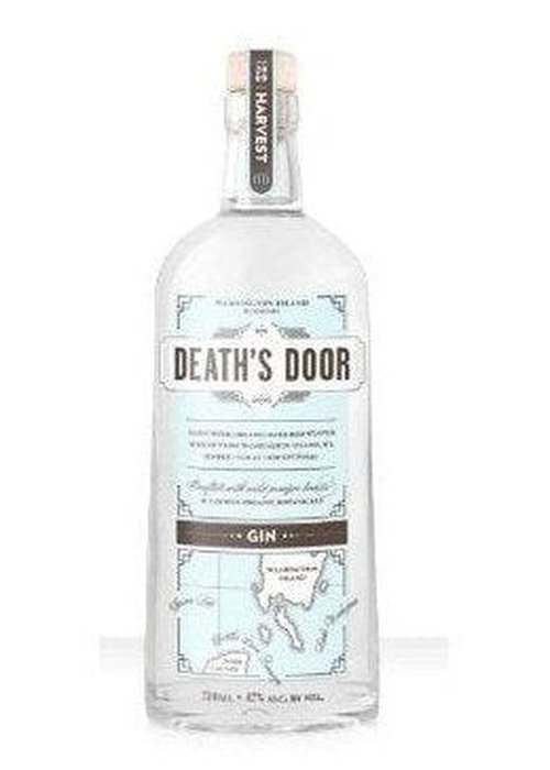 Death's Door Gin 700ml bottle with blue label and cork cap