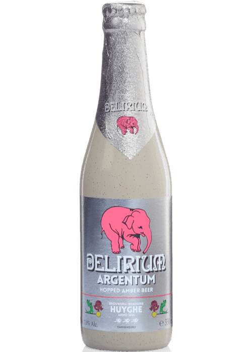 Delirium Argentum 330ml Belgian silver bottle with pink elephant label
