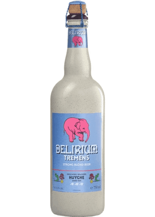Delirium Tremens 750ml Belgian strong blond beer bottle with pink elephant label