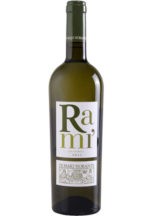 Di Majo Norante Rami' Falanghina 2015 white wine bottle with straw-yellow liquid