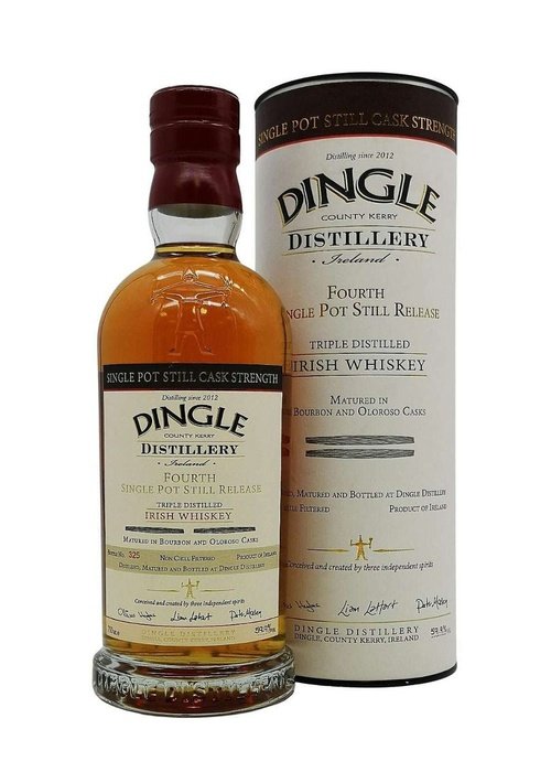 Dingle Single Pot Still Cask Strength Irish Whiskey fourth release with maroon cap and branded tube
