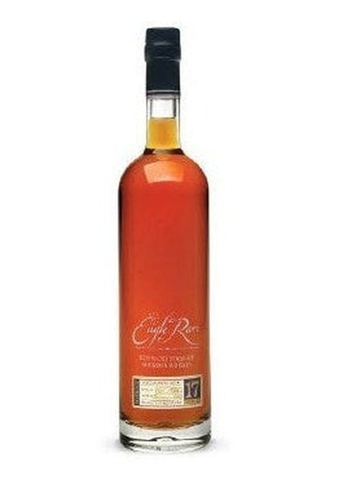 Eagle Rare 17 Year Old Bourbon Whiskey bottle with amber liquid and black cap