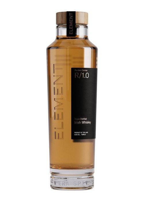 Element Irish Whiskey Fusion Series R/1.0 700ml bottle with golden-amber liquid and black label