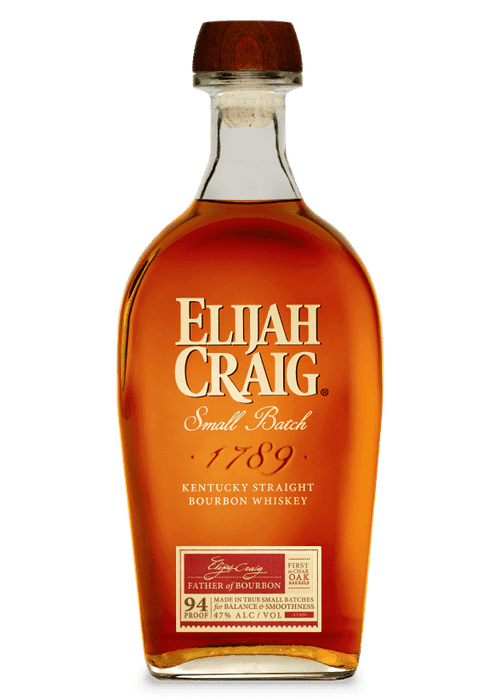 Elijah Craig Small Batch 700ml Kentucky Straight Bourbon Whiskey bottle with amber liquid and cork seal