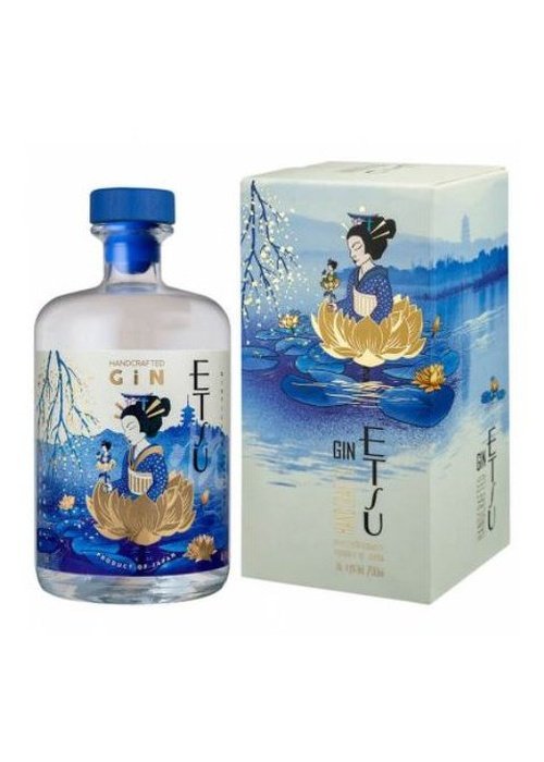Etsu Gin 700ml bottle with Japanese postcard artwork and matching box