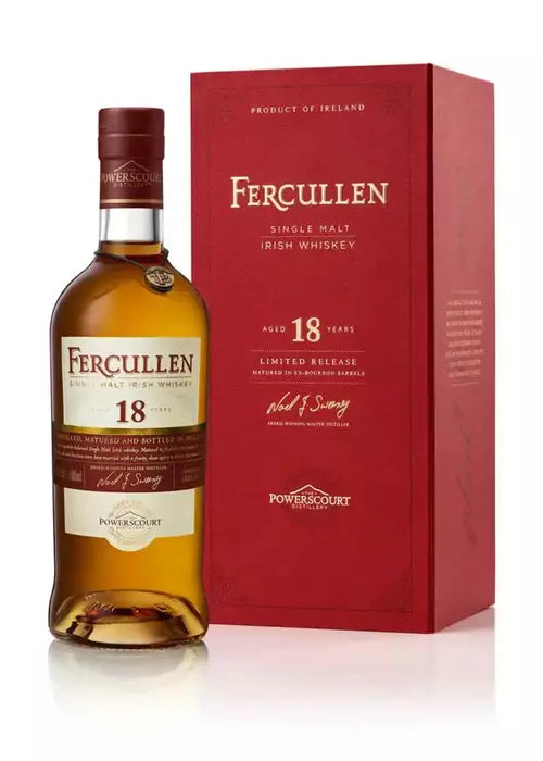 Fercullen 18 Year Limited Edition Irish Whiskey bottle with red presentation box
