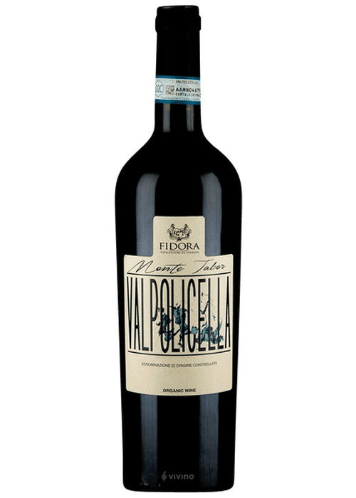 Fidora Monte Tabor Valpolicella organic red wine bottle with cream label