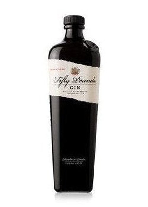 Fifty Pounds Gin 700ml London Dry bottle with black glass and cream label