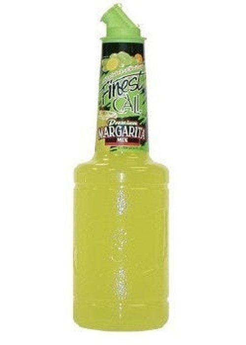 Finest Call Premium Margarita Mix 1L bottle with lime green liquid and ribbed plastic design