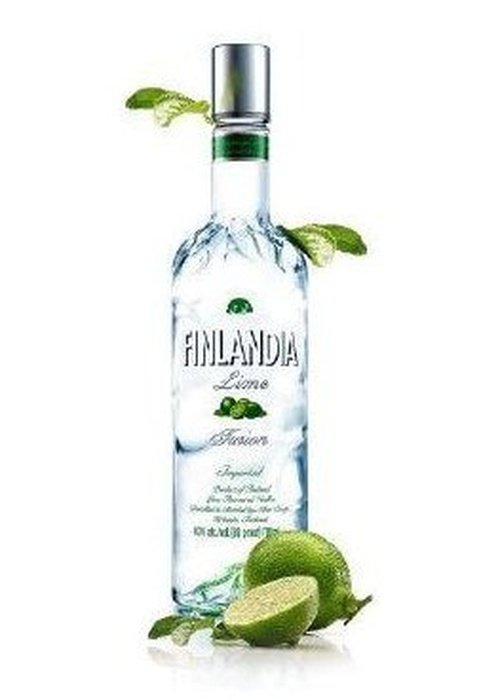 Finlandia Lime Vodka 700ml bottle with silver cap, green band, and fresh lime slices