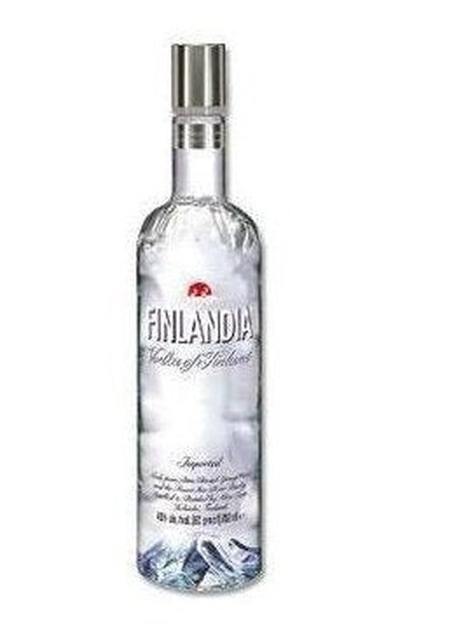 Finlandia Vodka 700ml clear glass bottle with silver cap and mountain label