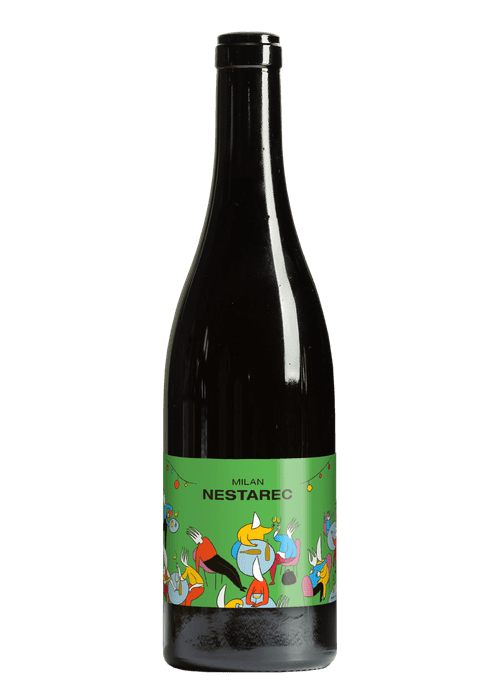 Milan Nesterac Forks White Wine bottle with colorful animal label art
