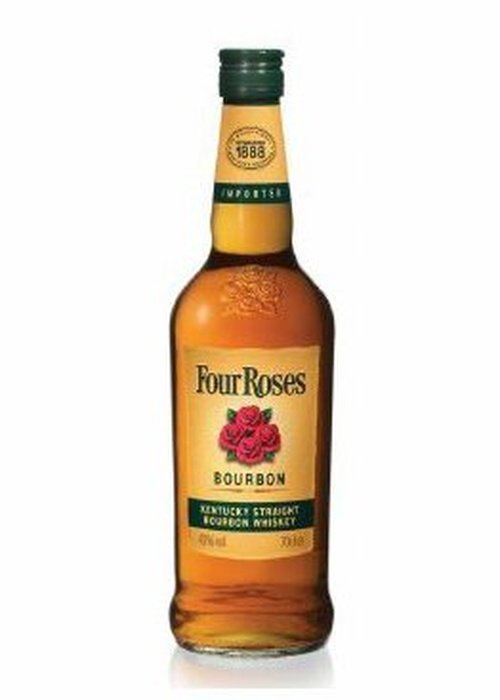Four Roses Bourbon 700ml glass bottle with green cap and beige label