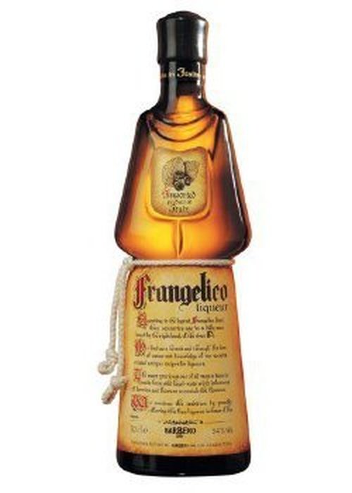 Frangelico 700ml hazelnut liqueur bottle with hourglass shape and rope tie