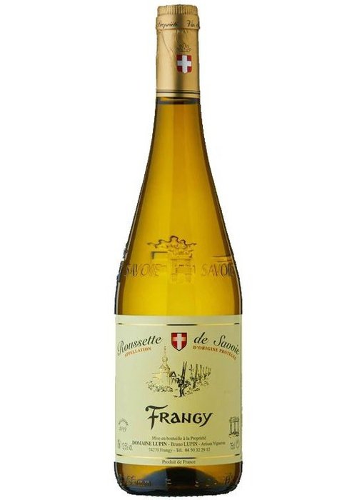 Frangy Roussette de Savoie white wine bottle by Domaine Lupin with Swiss cross label