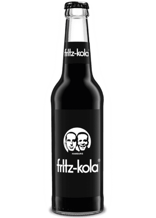 Fritz-Kola 330ml glass bottle with black label and caffeine