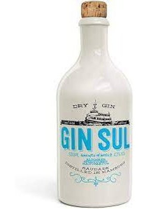 Gin Sul 500ml dry gin bottle with ship label and cork stopper