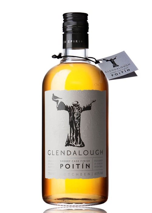 Glendalough Sherry Cask Finish Poitin 700ML amber spirit bottle with robed figure label