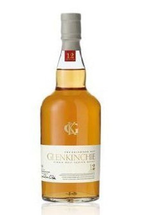 Glenkinchie 12 Year Old Single Malt Scotch Whisky bottle with pale gold liquid and red label