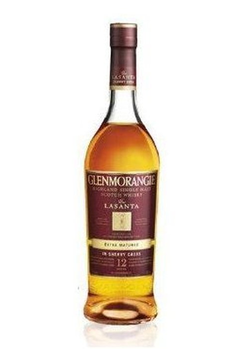 Glenmorangie Lasanta 12 Year Old Scotch Whisky 700ml bottle with maroon label and gold text