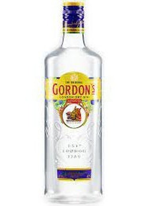 Gordon's London Dry Gin 700ml bottle with blue foil cap and yellow label