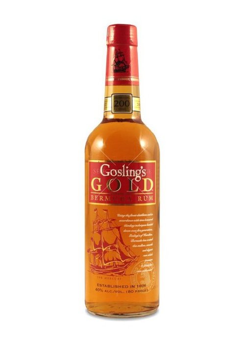 Goslings Gold Bermuda Rum 700ml bottle with golden amber liquid and red label