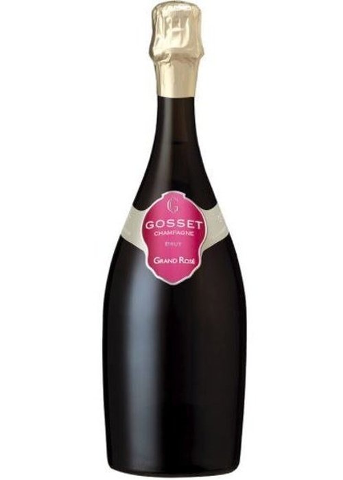 Gosset Grand Rose Champagne bottle with pink label and gold foil capsule
