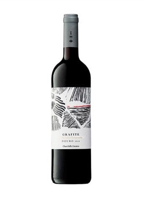 Grafite Tinta Roriz Douro 2019 red wine bottle with white label and black brushstroke design