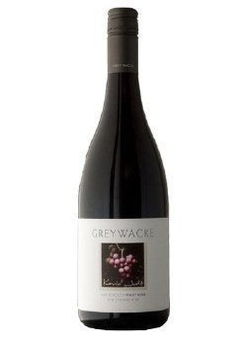Greywacke Pinot Noir wine bottle with Kevin Judd label and purple grape design
