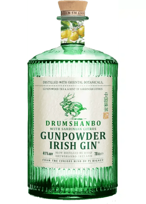 Gunpowder Irish Gin 700mL green glass bottle with citrus and tea botanicals