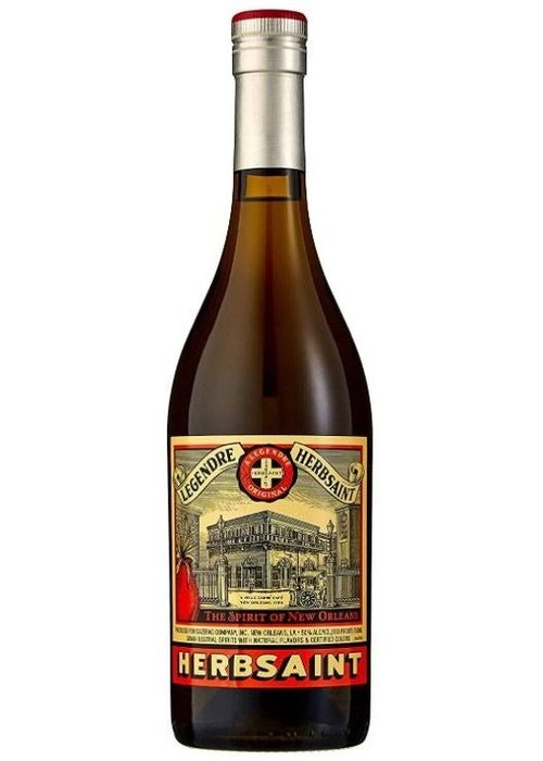 Herbsaint 750ML New Orleans anise liqueur brown glass bottle with red cap and beige label
