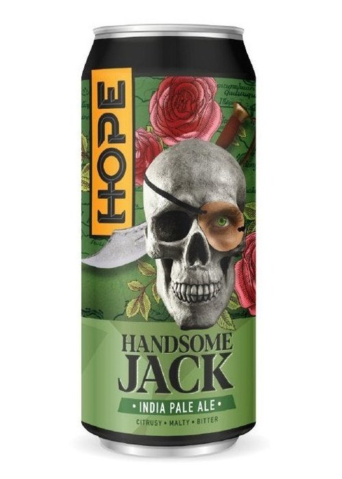 Hope Brewing Handsome Jack IPA 440ml can with skull logo and citrusy dry-hopped beer label