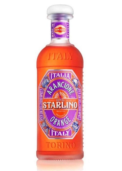 Hotel Starlino Orange Aperitivo 750ml Italian liqueur in octagonal glass bottle with purple and orange label