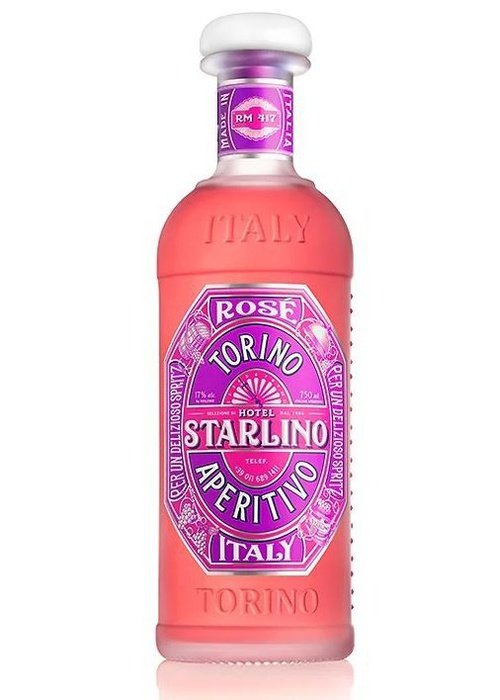 Hotel Starlino Rose Aperitivo 750ml Italian liqueur in octagonal glass bottle with purple label