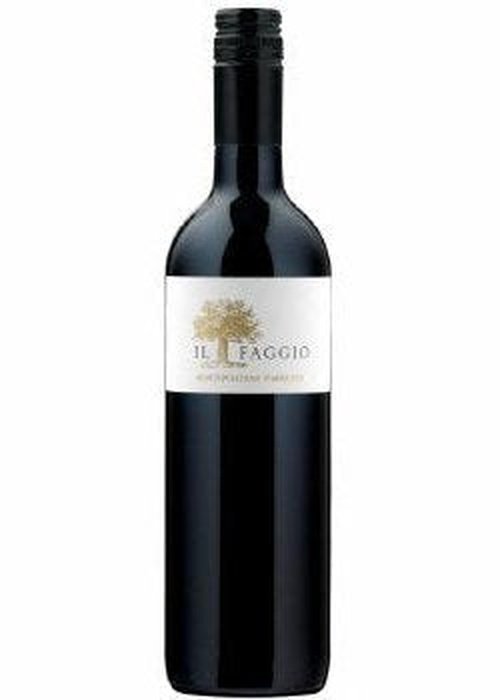 Il Faggio Montepulciano d'Abruzzo red wine bottle with gold tree logo
