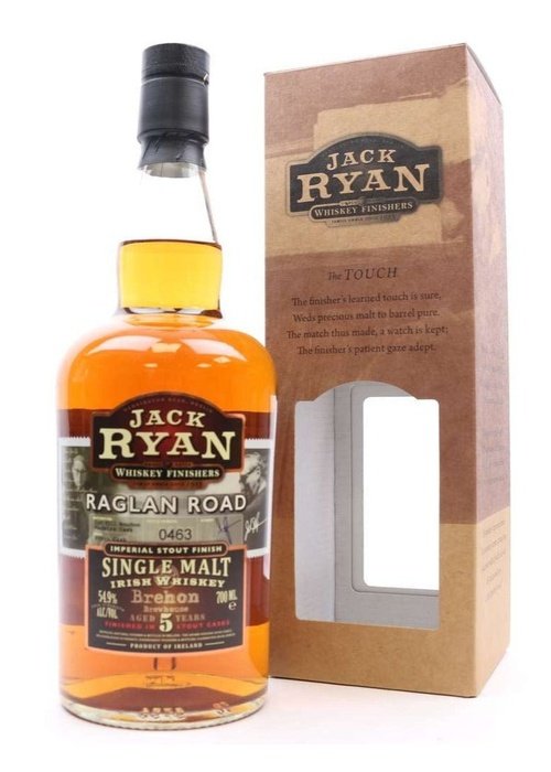 Jack Ryan Raglan Road 5 Year Old Irish Whiskey 700ml Imperial Stout Finish bottle and box