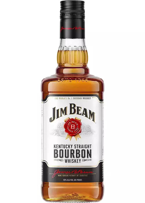 Jim Beam 700ml Kentucky Straight Bourbon Whiskey bottle with amber liquid and black cap