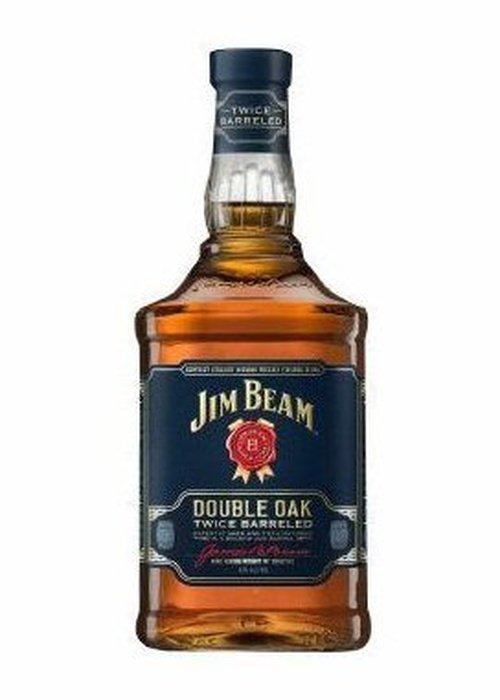 Jim Beam Double Oak 700ml twice barreled bourbon bottle with blue and gold label