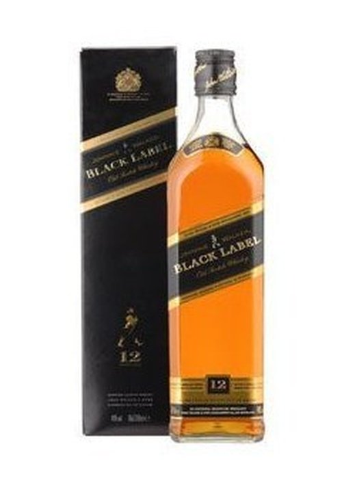 Johnnie Walker Black Label 700ml Scotch Whisky bottle with black box packaging