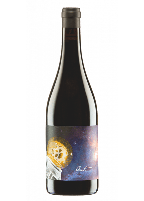 Judith Beck Out red wine bottle with cosmic nebula label design