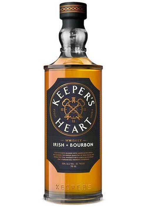 Keeper's Heart Irish + Bourbon Whiskey 46% ABV amber glass bottle with black and gold label