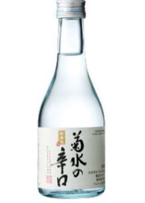 Kikusui Honjozo 300ml sake bottle with silver cap and Japanese calligraphy label
