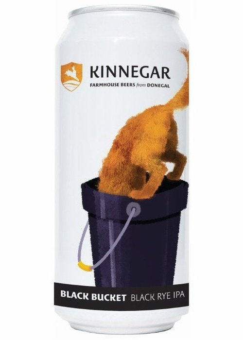Kinnegar Black Bucket 440ml black rye IPA can with orange cat graphic