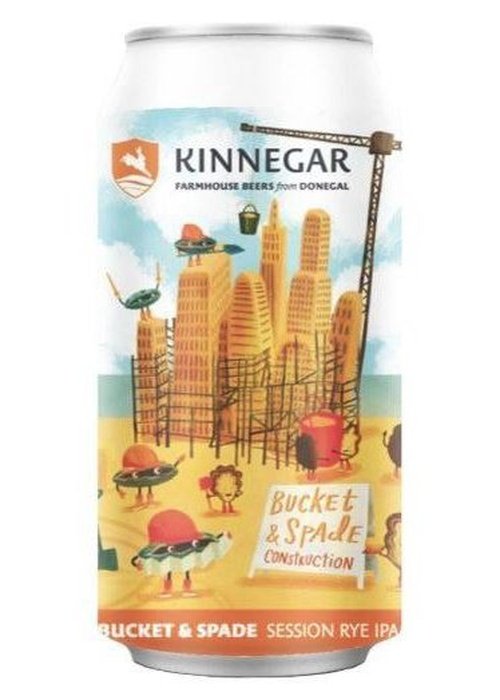 Kinnegar Bucket & Spade Session Rye IPA 440ml large can with colorful construction and beach illustration