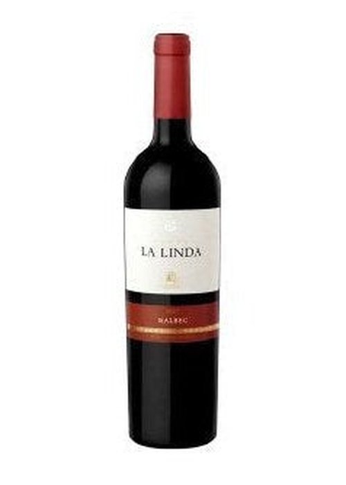 La Linda Malbec red wine bottle with white label and red band