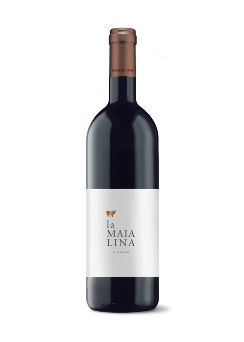 La Maia Lina Chianti Classico red wine bottle with cow logo