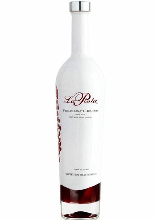 La Pinta Tequila & Pomegranate Liqueur 700ML clear glass bottle with white label and red liquid
