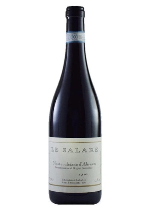 Le Salare Montepulciano d'Abruzzo organic red wine bottle with DOC label